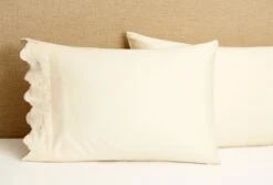 S/2 Standard Scallop Pillowcases, Ivory