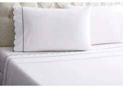 Ruffle Scallop Sheet Set, Navy