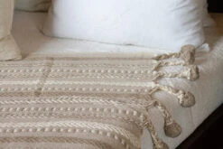 Beige Handloomed Cotton Pom-Pom Throw -One Kings Lane Shop vmf vendor KWY 4934688 1657068394893 496809